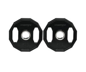SPORTNOW Conjunto de 2 Discos de Pesas de 5 kg con Orificio de 5 cm Negro para Entrenamiento de Fuerza y Musculación Ø24x3,5 cm Aosom España