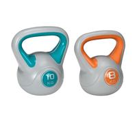 Sportnow conjunto de 2 pesas rusas de 10 kg 8 kg kettlebell de fiteness con relleno de arena mango ancho para ejercicios y entrenamiento en casa y gimnasio 22x16x26 cm 20x14x24 cm azul y naranja
