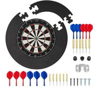 SPORTNOW Diana de sisal profesional con anillo de protección EVA, juego de dardos con 6 dardos punta de acero y kit de fijación, juego interior de pared para adultos, negro