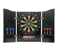 SPORTNOW Diana Electrónica con 6 Dardos de Punta Blanda y 24 Puntas de Repuesto 2 Pantallas LED Avisos de Voz hasta 8 Jugadores Diana de Dardos de Pared con 25 Juegos 202 Variaciones Puertas de Madera