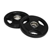 SPORTNOW Discos de peso, placas de peso 2 x 5 kg, con tres asas y orificios de Ø 5 cm, recubrimiento de caucho, negro