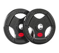 SPORTNOW Discos Pesas Olímpicas Agujero Ø50 mm 2 Discos 15 kg Negro | Anillo Interior de Acero, Triple Agarre, para Mancuernas y Barras, Entrenamiento Fitness en Casa, Gimnasio