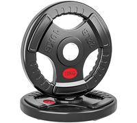 SPORTNOW Discos Pesas Olímpicas, Agujero Ø50 mm, 2 Discos de Pesas 10 kg con Anillo Interior de Acero y Triple Agarre, para Mancuernas y Barras, Entrenamiento Fitness en Casa, Gimnasio, Negro