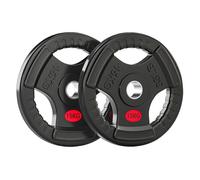 Sportnow discos pesas olímpicas, agujero ø50 mm, 2 discos de pesas 15 kg con anillo interior de acero y triple agarre, para mancuernas y barras, entrenamiento fitness en casa, gimnasio, negro