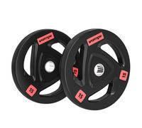 Sportnow discos pesas olímpicos 15 kg, agujero ø50 mm, de hierro fundido, recubierta de goma, 2 placas de pesas con triple agarre, para mancuernas y barras, entrenamiento en casa, gimnasio, negro