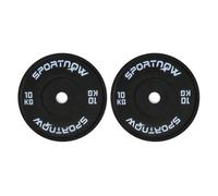 Sportnow discos pesas olímpicos 2x10 kg, agujero ø50 mm, de goma, 2 placas de pesas para barras y mancuernas, para entrenamientos en casa y gimnasio, negro 4 cm
