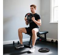 SPORTNOW 2x5kg/15kg Discos Pesas Olímpicos Agujero Ø50 mm Triple | Hierro Fundido, Recubierta de Goma, 2 Placas, para Mancuernas y Barras, Entrenamiento en Casa, Gimnasio