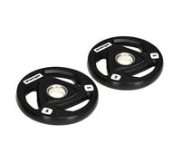 Sportnow discos pesas olímpicos 5 kg, agujero ø50 mm, de hierro fundido, recubierta de goma, 2 placas de pesas con triple agarre, para mancuernas y barras, entrenamiento en casa, gimnasio, negro