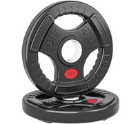 SPORTNOW Discos Pesas Olímpicos, Agujero Ø50 mm, 2 Discos de Pesas 5 kg con Anillo Interior de Acero y Triple Agarre, para Mancuernas y Barras, Entrenamiento Fitness en Casa, Gimnasio, Negro