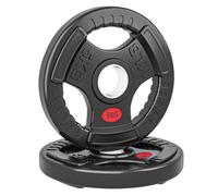 Sportnow discos pesas olímpicos, agujero ø50 mm, 2 discos de pesas 5 kg con anillo interior de acero y triple agarre, para mancuernas y barras, entrenamiento fitness en casa, gimnasio, negro