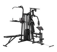 SPORTNOW Estación de entrenamiento multifunción, máquina de fitness doméstica para más de 10 ejercicios, pesas, banco ajustable, Negro