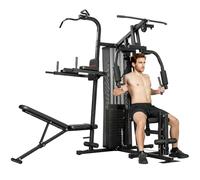 SPORTNOW Estación de fitness con barra de mariposa, peso de 69 kg, cuerda ajustable, multiestación multifunción, soporta hasta 120 kg, estación de entrenamiento para el hogar