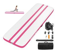 SPORTNOW Esterilla hinchable para gimnasia de 3,05 m, alfombra de gimnasia artística de 10 cm de grosor con bomba eléctrica, bolsa de transporte, kit de reparación para casa, yoga, pilates, fitness