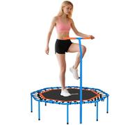 SPORTNOW Fitness Trampolin klappbar Ø128 cm Mini Trampoline mit 5-Stufig Höhenverstellbarem Haltegriff, leise Gummiseil, Trampolin für Erwachsene, Trampoline für Indoor Outdoor Jumping