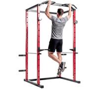 SPORTNOW Jaula de Potencia Musculación, Rack para Sentadillas, Carga 460 kg | Barra de Dominadas, Estación de Fondos Ajustable en Altura 24-184 cm, Soporte de Barra Regulable, para Casa Gimnasio