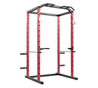 SPORTNOW Jaula de Potencia Musculación, Rack para Sentadillas con Barra de Dominadas, Estación de Fondos Ajustable en Altura, Soporte de Barra Regulable, para Casa Gimnasio, Carga 460 kg