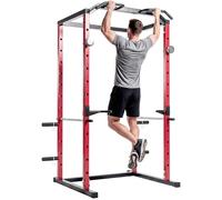SPORTNOW Jaula de Potencia Musculación, Rack para Sentadillas con Barra de Dominadas, Estación de Fondos Ajustable en Altura, Soporte de Barra Regulable, para Casa Gimnasio, Carga 460 kg