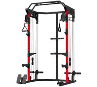 SPORTNOW Jaula de Potencia Rack para Sentadillas con Sistema Polea Ajustable Barra Dominadas y Estación de Fondos