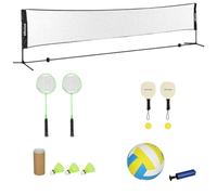 SPORTNOW Juego completo de bádminton, Pickleball y Voleibol, 3 en 1, juegos deportivos al aire libre con red altura ajustable 107-155 cm