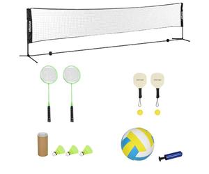 SPORTNOW Juego completo de bádminton, Pickleball y Voleibol, 3 en 1, juegos deportivos al aire libre con red altura ajustable 107-155 cm