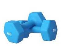 SPORTNOW Juego de 2 mancuernas hexagonales de metal y plástico de 6 kg con empuñadura antideslizante, 22x10x10 cm, azul claro
