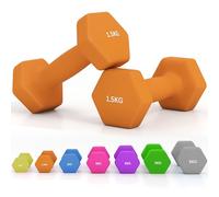 SPORTNOW Juego de 2 mancuernas hexagonales, par de pesas de neopreno con agarre antideslizante, equipo de entrenamiento de gimnasio en casa, 2 x 1,5 kg, color naranja