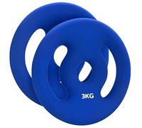 SPORTNOW - Juego de 2 placas de peso, 2 x 3 kg, discos de mancuernas para barras Ø 2,5 cm, con asas fáciles de agarrar para el hogar, gimnasio, levantamiento de pesas, de metal, azul
