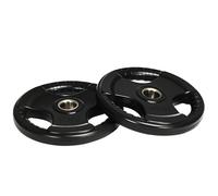 SPORTNOW juego de 2 platos de pesas, Tri-Grip 2 x 15 KG discos olímpicos engomados, platos de pesas que protegen el suelo con orificio de 5 cm, tres asas, para levantamiento de pesas, entrenamiento de