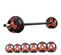 SPORTNOW Juego de Barra de Pesas 20 kg Ajustables Ø27x140 cm Negro y Rojo | 6 Discos 1,25 kg 2,5 kg 5 kg, 1 Barra, Juego de Mancuernas, Entrenamiento Culturismo, Gimnasio Casa