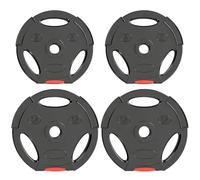 SPORTNOW Juego de Discos Pesas de 4 Piezas con Orificios 25 mm Total 15 kg | Discos de Pesas, 2x5 kg 2x2,5 kg, para Mancuernas Barras, Entrenamiento Casa Gimnasio