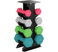 SPORTNOW Juego de Mancuernas 2x1kg 2x2kg 2x3kg 2x4kg con Soporte de Almacenamiento para Ejercicio Entrenamiento Multicolor