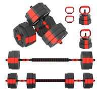 SPORTNOW Juego de mancuernas 6 en 1, juego de mancuernas ajustables, 30 kg, juego de mancuernas con tubo de conexión, cierres de estrella, juego de mancuernas cortas para entrenamiento de fuerza en