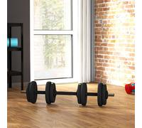 SPORTNOW 15/20/25kg Juego de Mancuernas Ajustables 4 en 1 Barra Conexión | Mango Antideslizante, Pesas y Mancuernas para Hombres y Mujeres, Ejercicio de Fitness, Casa Gimnasio