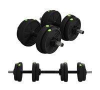 SPORTNOW Juego de Mancuernas Ajustables 2 en 1, 15kg, Juego de Pesas con Barra de Conexión y Mango Antideslizante, Pesas y Mancuernas para Hombres y Mujeres, Ejercicio de Fitness, Casa Gimnasio