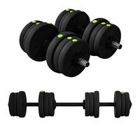 SPORTNOW Juego de Mancuernas Ajustables 2 en 1, 20kg, Juego de Pesas con Barra de Conexión y Mango Antideslizante, Pesas y Mancuernas para Hombres y Mujeres, Ejercicio de Fitness, Casa Gimnasio