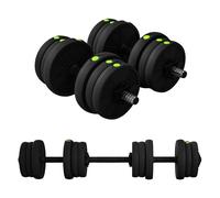 SPORTNOW Juego de Mancuernas Ajustables 2 en 1, 20kg, Juego de Pesas con Barra de Conexión y Mango Antideslizante, Pesas y Mancuernas para Hombres y Mujeres, Ejercicio de Fitness, Casa Gimnasio