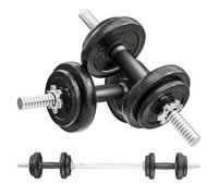 SPORTNOW Juego de Mancuernas Ajustables, 2 en 1, 20kg, Juego de Pesas con Barras Recta de Conexión y Mangos Antideslizantes, Pesas y Mancuernas para Hombres y Mujeres, Fitness, Gimnasio en Casa