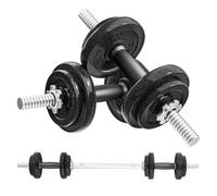 SPORTNOW Juego de Mancuernas Ajustables, 2 en 1, 20kg, Juego de Pesas con Barras Recta de Conexión y Mangos Antideslizantes, Pesas y Mancuernas para Hombres y Mujeres, Fitness, Gimnasio en Casa