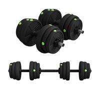 SPORTNOW Juego de Mancuernas Ajustables 2 en 1, 25kg, Juego de Pesas con Barra de Conexión y Mango Antideslizante, Pesas y Mancuernas para Hombres y Mujeres, Ejercicio de Fitness, Casa Gimnasio