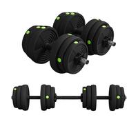 SPORTNOW Juego de Mancuernas Ajustables 2 en 1, 25kg, Juego de Pesas con Barra de Conexión y Mango Antideslizante, Pesas y Mancuernas para Hombres y Mujeres, Ejercicio de Fitness, Casa Gimnasio