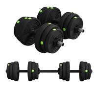 SPORTNOW Juego de Mancuernas Ajustables 2 en 1, 25kg, Juego de Pesas con Barra de Conexión y Mango Antideslizante, Pesas y Mancuernas para Hombres y Mujeres, Ejercicio de Fitness, Casa Gimnasio