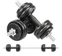 SPORTNOW Juego de Mancuernas Ajustables 2 en 1, 30 kg de Hierro Fundido con Agarre Antideslizante para Entrenamiento de Fuerza, Levantamiento de Pesas, Culturismo, Equipo de Entrenamiento de Gimnasio
