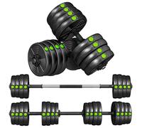 SPORTNOW Juego de Mancuernas Ajustables 2 en 1, 30kg, Juego de Pesas con Barra de Conexión y Mango Antideslizante, Pesas y Mancuernas para Hombres y Mujeres, Ejercicio de Fitness, Casa Gimnasio