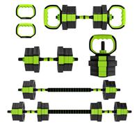 SPORTNOW Juego de Mancuernas Ajustables 20 kg 4 en 1 como Kettlebell Barra Mancuernas Soporte para Flexiones para Gimnasio Casa