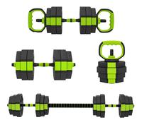 SPORTNOW Juego de Mancuernas Ajustables 25 kg 4 en 1 como Kettlebell Barra Mancuernas Soporte para Flexiones para Gimnasio Casa