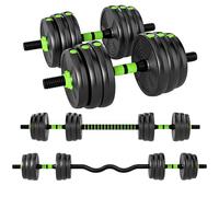 SPORTNOW Juego de Mancuernas Ajustables 3 en 1 20kg, Juego de Pesas con Barra de Conexión y Mango Antideslizante, Pesas y Mancuernas para Hombres y Mujeres, Ejercicio de Fitness, Casa Gimnasio