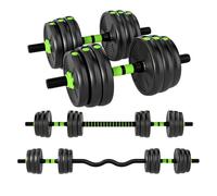 SPORTNOW Juego de Mancuernas Ajustables 3 en 1 20kg, Juego de Pesas con Barra de Conexión y Mango Antideslizante, Pesas y Mancuernas para Hombres y Mujeres, Ejercicio de Fitness, Casa Gimnasio