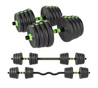 SPORTNOW Juego de Mancuernas Ajustables 3 en 1 30kg, Juego de Pesas con Barra de Conexión y Mango Antideslizante, Pesas y Mancuernas para Hombres y Mujeres, Ejercicio de Fitness, Casa Gimnasio