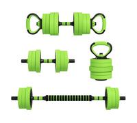 SPORTNOW Juego de Mancuernas Ajustables 4 en 1 20kg, Juego de Pesas como Kettlebell, Barra, Mancuernas o Soporte para Flexiones, Equipo de Fitness para Hombres y Mujeres, Casa Gimnasio, Verde