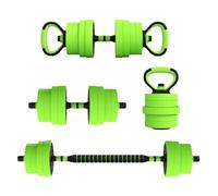 SPORTNOW Juego de Mancuernas Ajustables 4 en 1 30kg, Juego de Pesas como Kettlebell, Barra, Mancuernas o Soporte para Flexiones, Equipo de Fitness para Hombres y Mujeres, Casa Gimnasio Verde